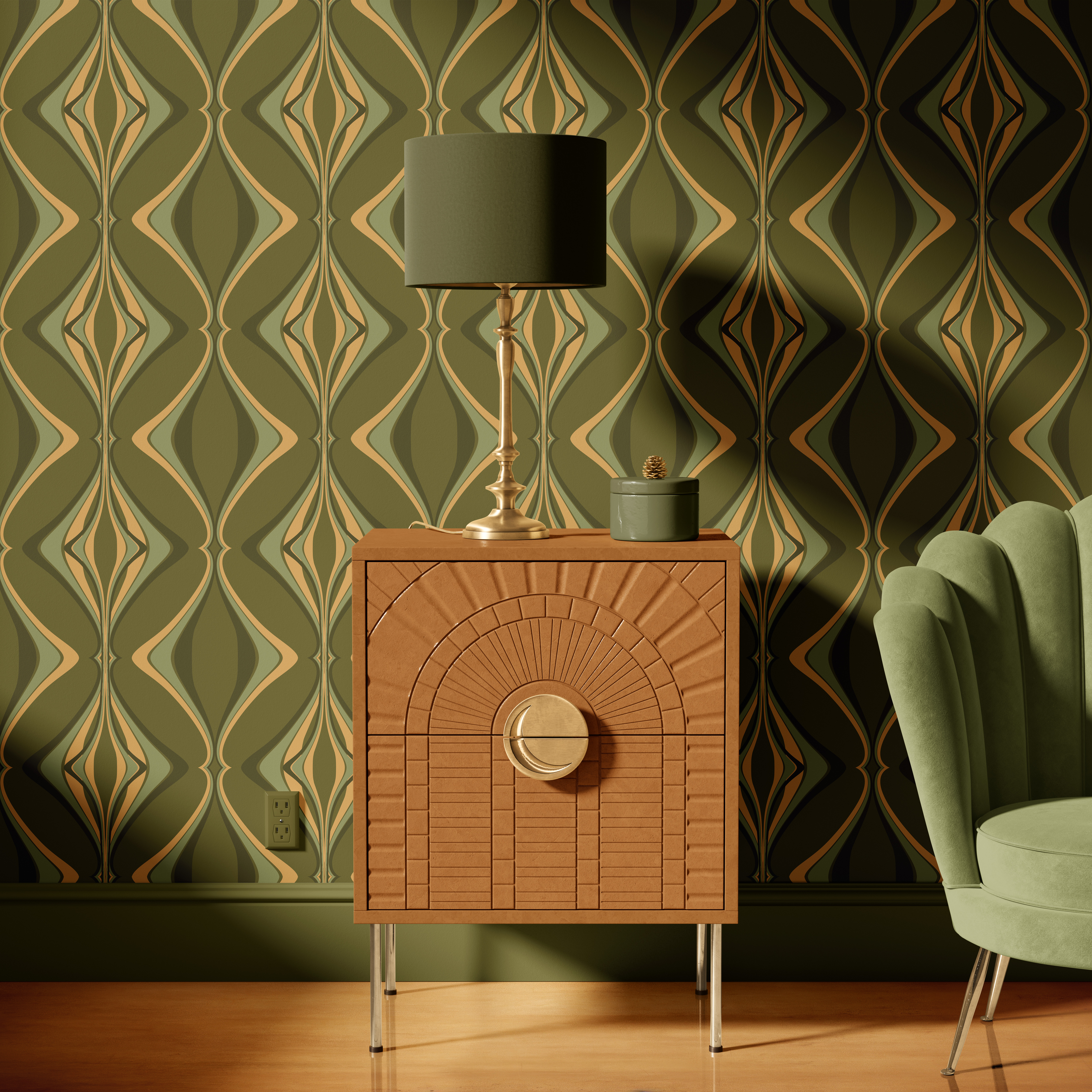 Hourglass Forest Gold on Green