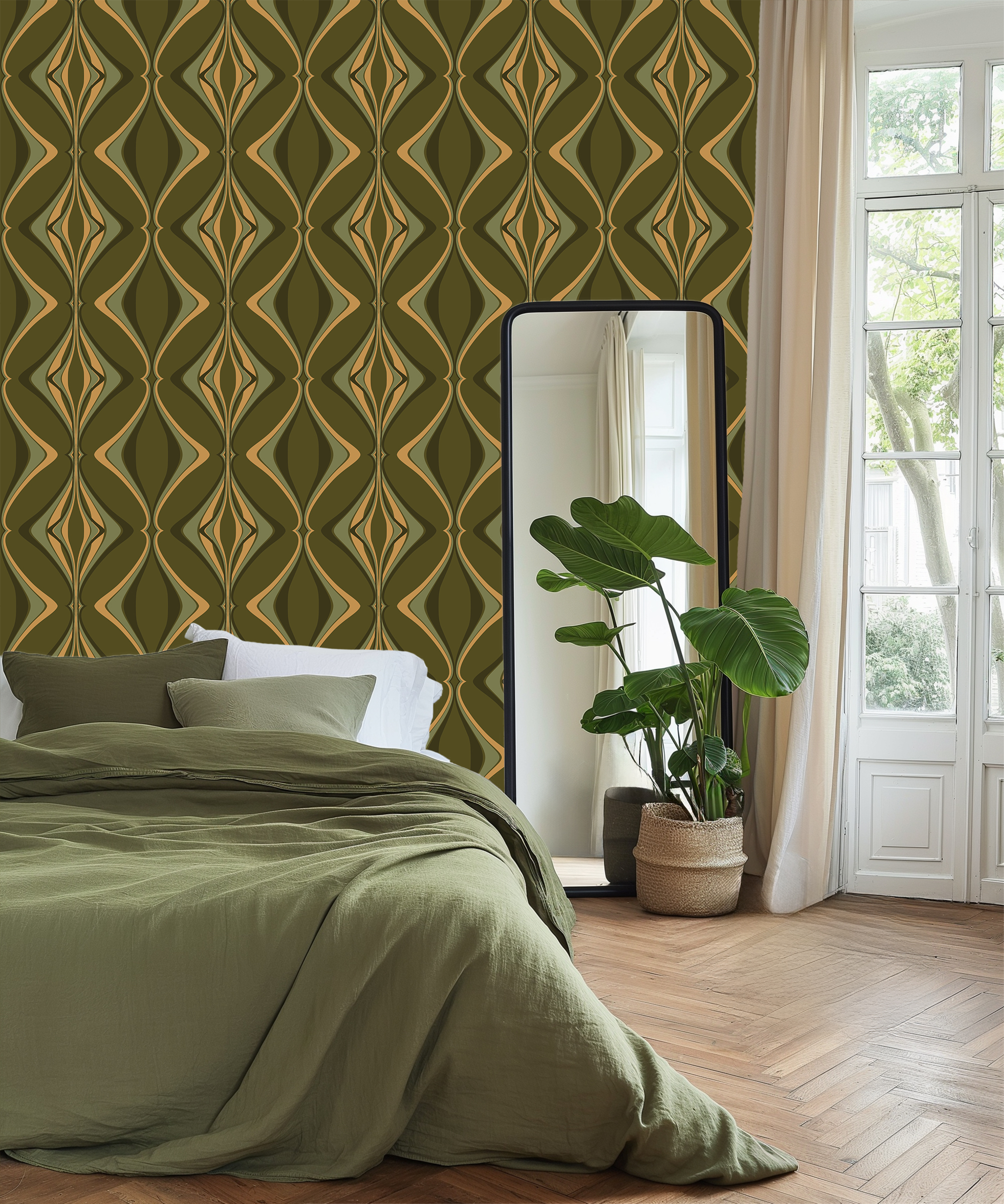 Hourglass Forest Gold on Green - Image 4